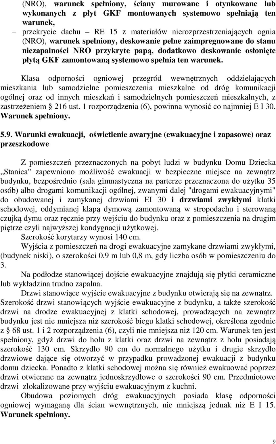 Klasa odporności ogniowej przegród wewnętrznych oddzielających mieszkania lub samodzielne pomieszczenia mieszkalne od dróg komunikacji ogólnej oraz od innych mieszkań i samodzielnych pomieszczeń