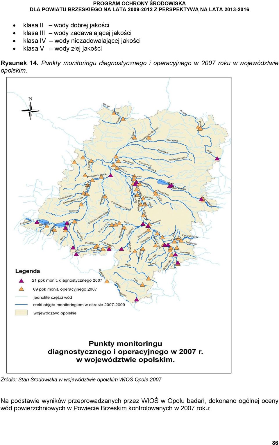 Punkty monitoringu diagnostycznego i operacyjnego w 2007 roku w województwie opolskim.