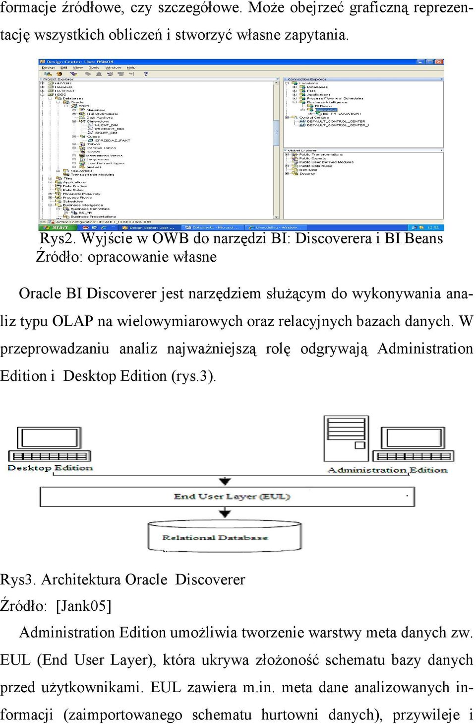 relacyjnych bazach danych. W przeprowadzaniu analiz najwaŝniejszą rolę odgrywają Administration Edition i Desktop Edition (rys.3). Rys3.