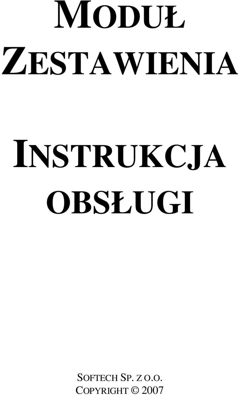 OBSŁUGI SOFTECH