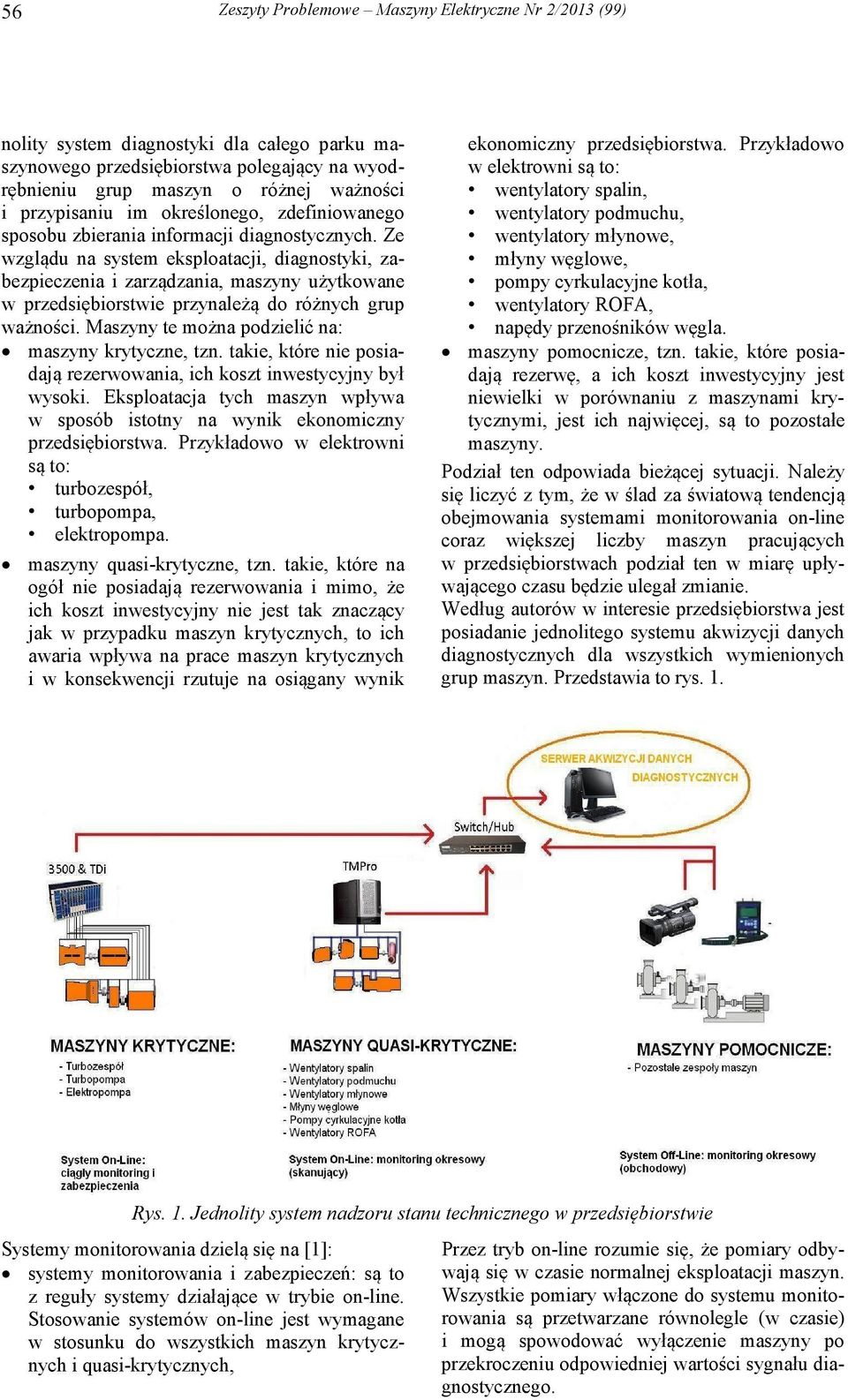 Ze wzglądu na system eksploatacji, diagnostyki, zabezpieczenia i zarządzania, maszyny użytkowane w przedsiębiorstwie przynależą do różnych grup ważności.