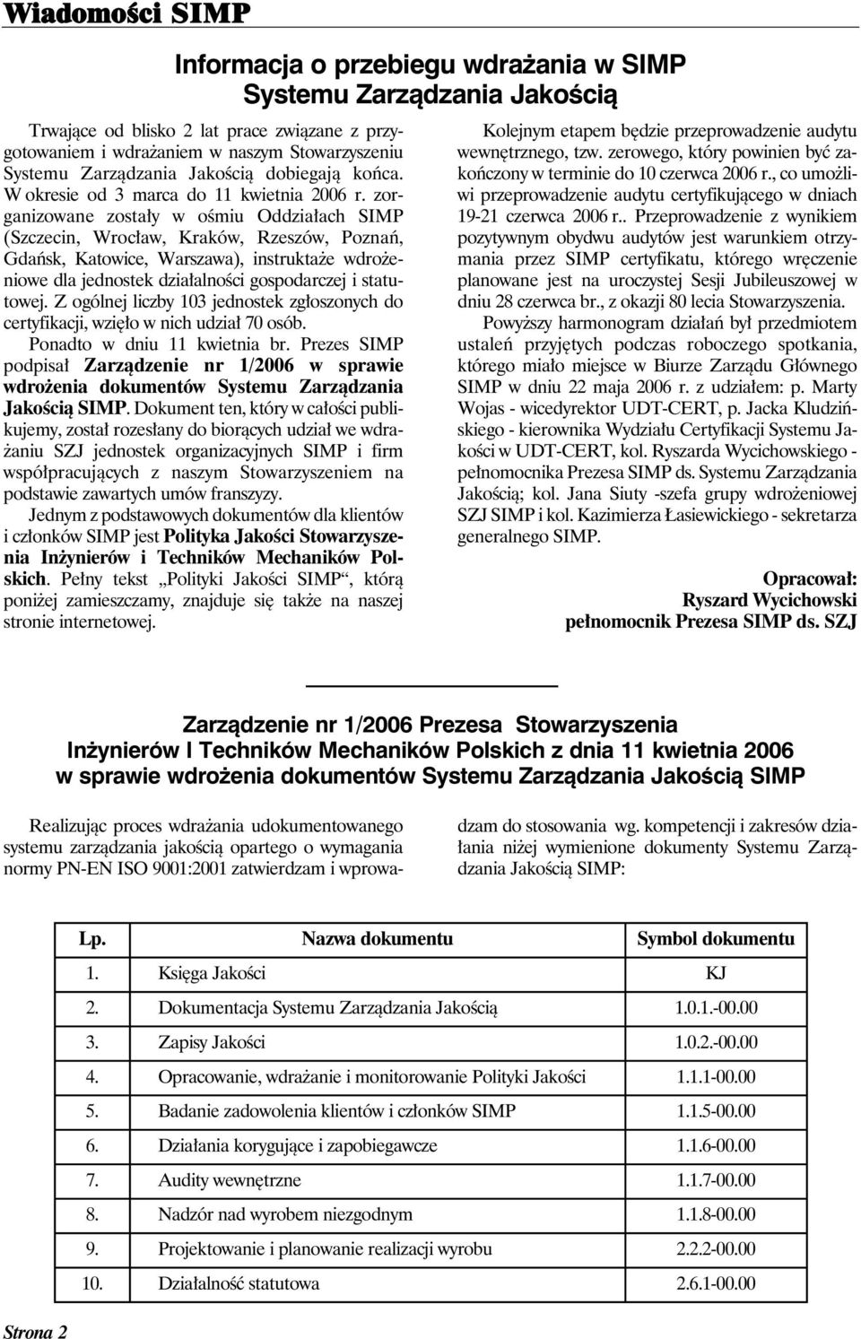 zorganizowane zostały w ośmiu Oddziałach SIMP (Szczecin, Wrocław, Kraków, Rzeszów, Poznań, Gdańsk, Katowice, Warszawa), instruktaże wdrożeniowe dla jednostek działalności gospodarczej i statutowej.