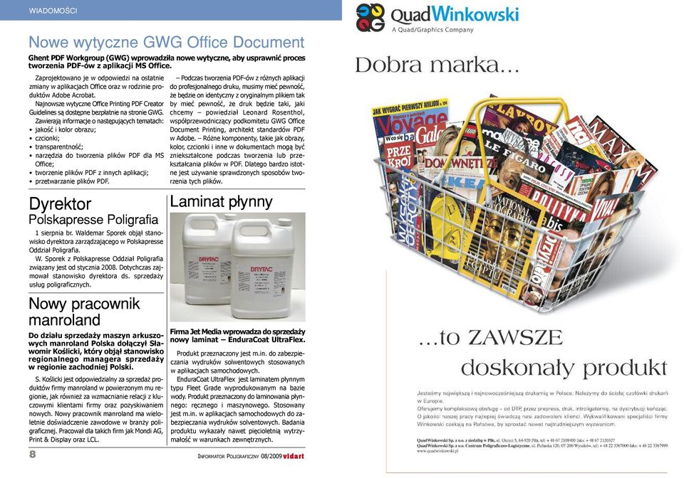 Najnowsze wytyczne Office Printing PDf Creator Guidelines są dostępne bezpłatnie na stronie GWG.
