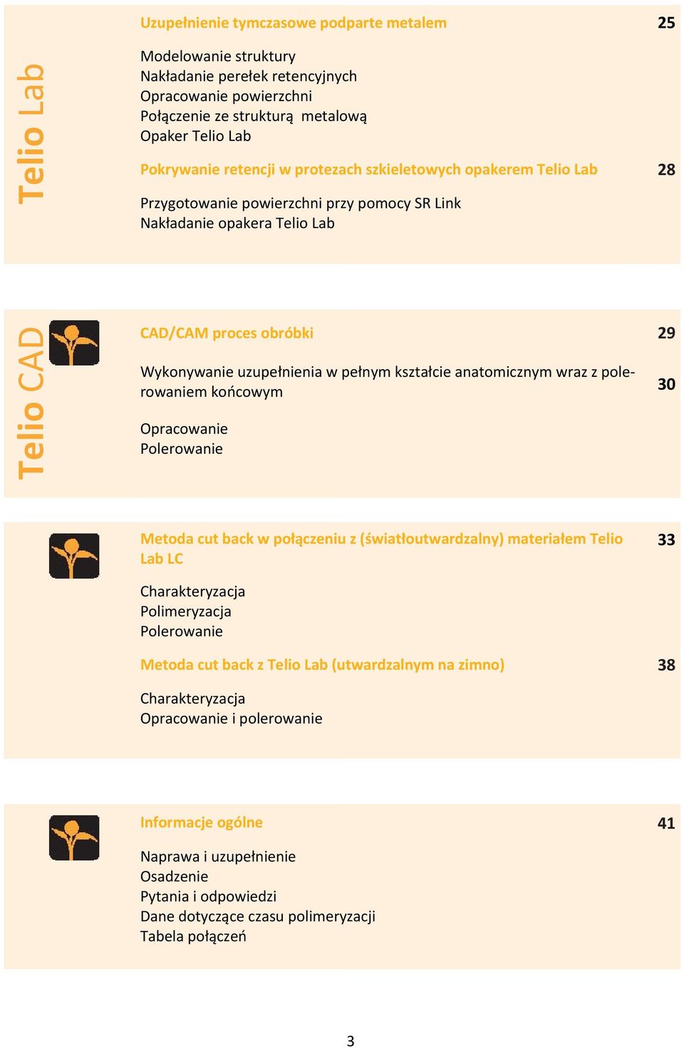 pełnym kształcie anatomicznym wraz z polerowaniem końcowym Opracowanie Polerowanie 30 Metoda cut back w połączeniu z (światłoutwardzalny) materiałem Telio Lab LC 33 Charakteryzacja Polimeryzacja