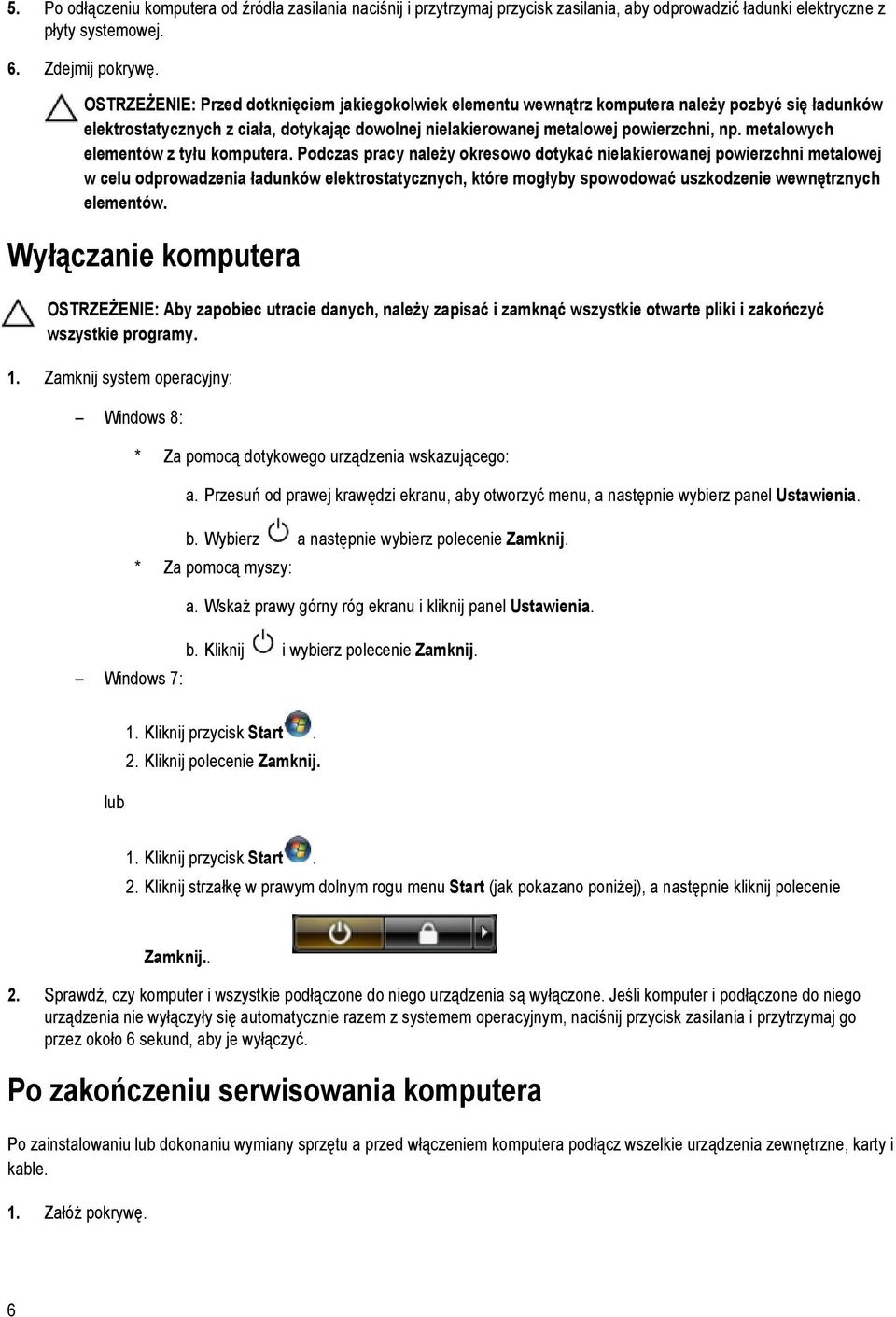 metalowych elementów z tyłu komputera.