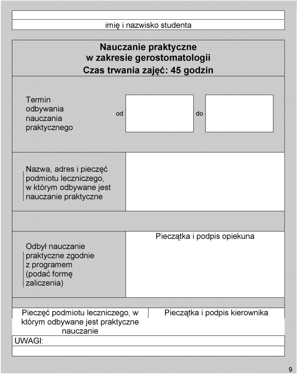 ppis opiekuna Pieczęć w którym bywane jest