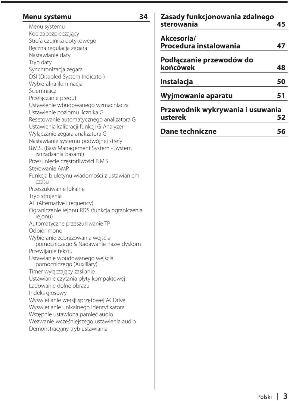 zegara analizatora G Nastawianie systemu podwójnej strefy B.M.S.