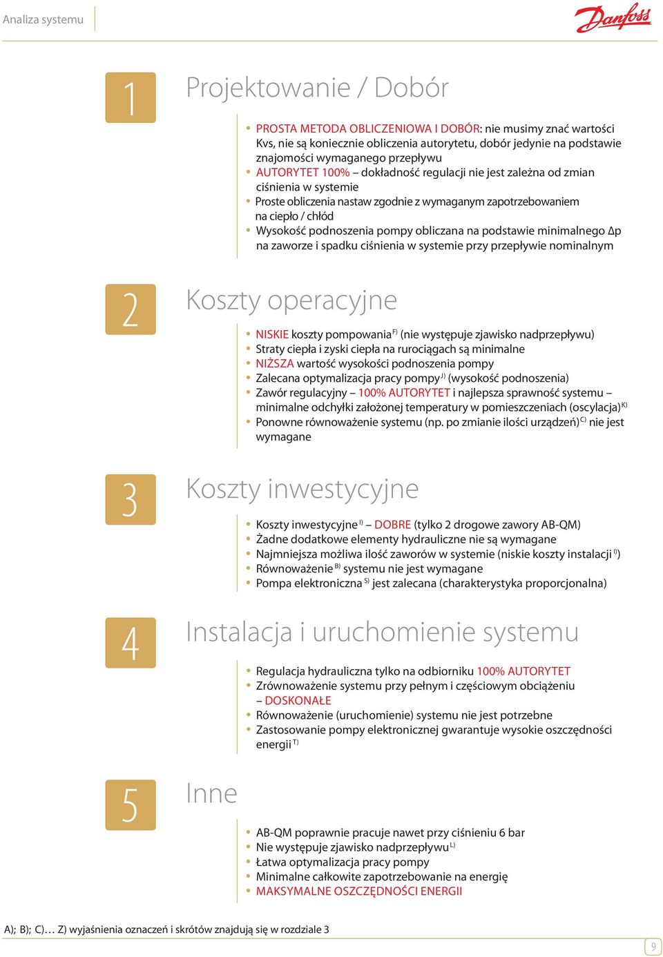 podtawie minimalnego Δp na zaworze i padku ciśnienia w ytemie przy przepływie nominalnym 2 Kozty operacyjne NISKIE kozty pompowania F) (nie wytępuje zjawiko nadprzepływu) Straty ciepła i zyki ciepła