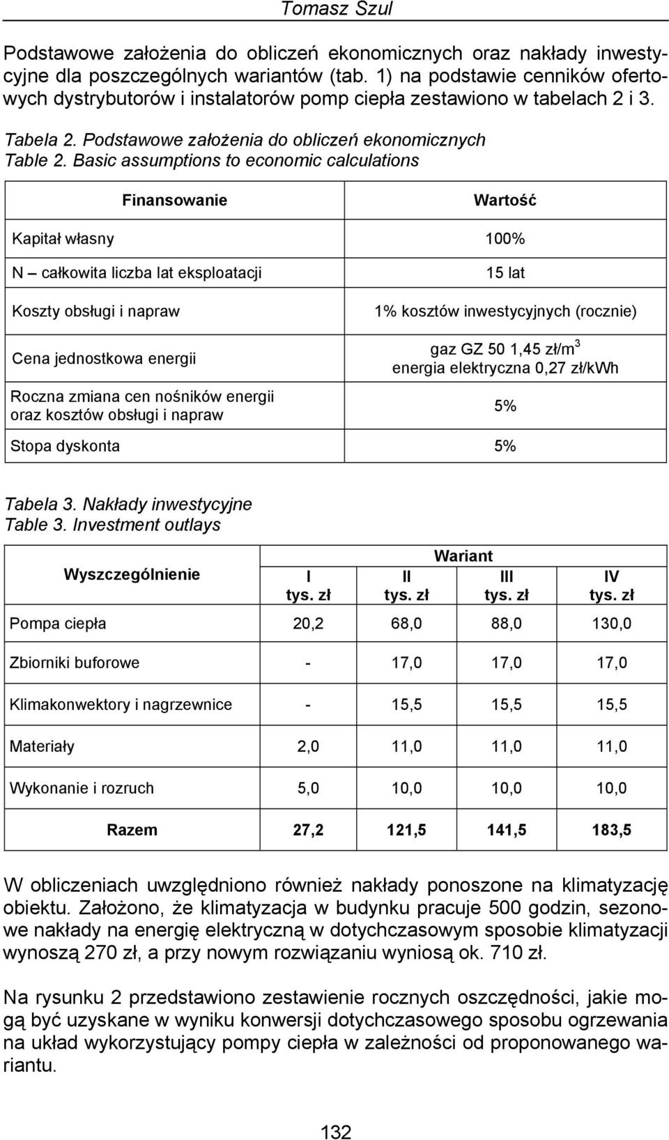 Basic assumptions to economic calculations Finansowanie Wartość Kapitał własny 100% N całkowita liczba lat eksploatacji Koszty obsługi i napraw 15 lat 1% kosztów inwestycyjnych (rocznie) Cena