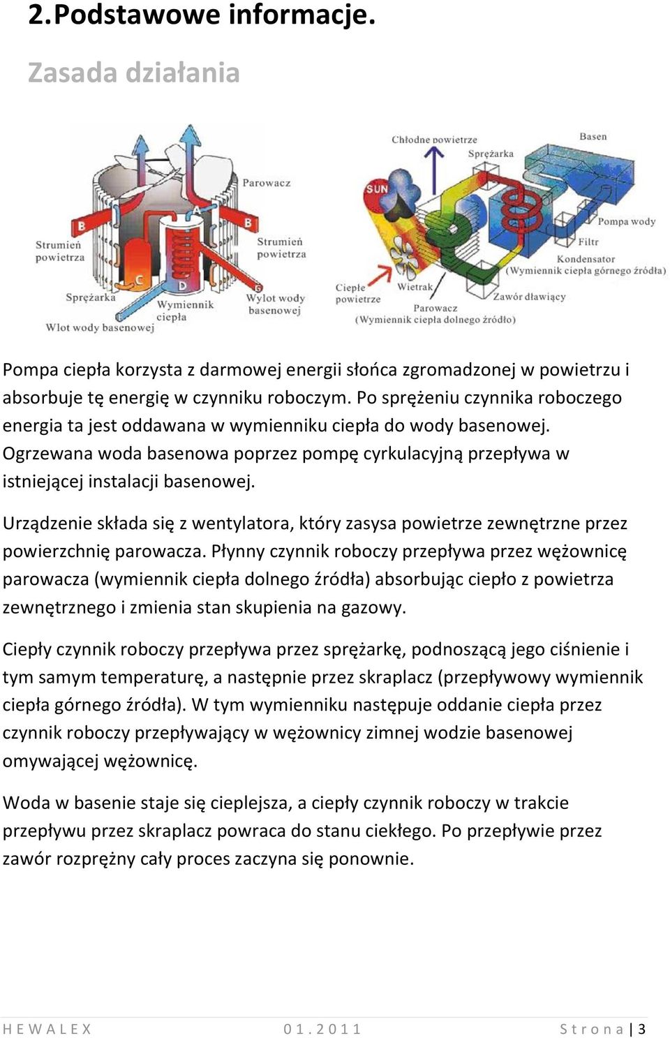 Urządzenie składa się z wentylatora, który zasysa powietrze zewnętrzne przez powierzchnię parowacza.