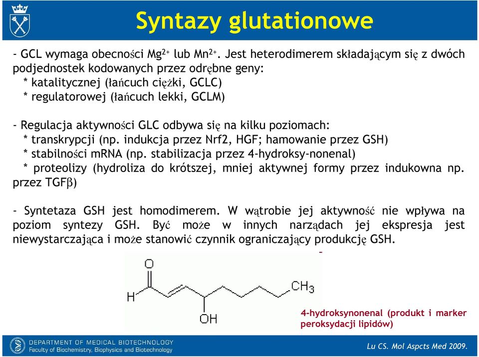 się na kilku poziomach: * transkrypcji (np. indukcja przez Nrf2, HGF; hamowanie przez GSH) * stabilności mrna (np.