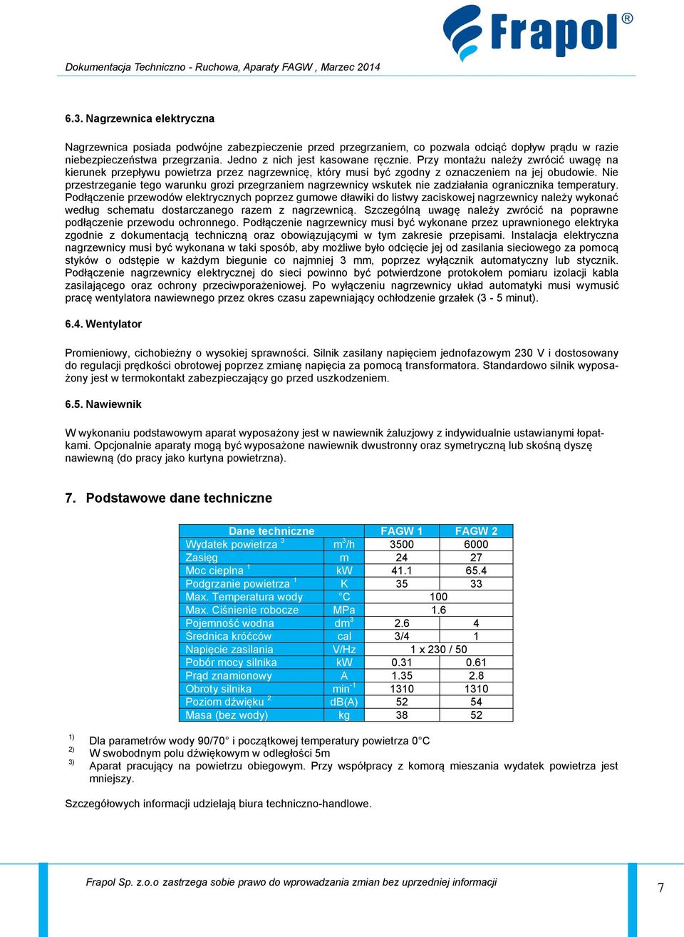 Nie przestrzeganie tego warunku grozi przegrzaniem nagrzewnicy wskutek nie zadziałania ogranicznika temperatury.