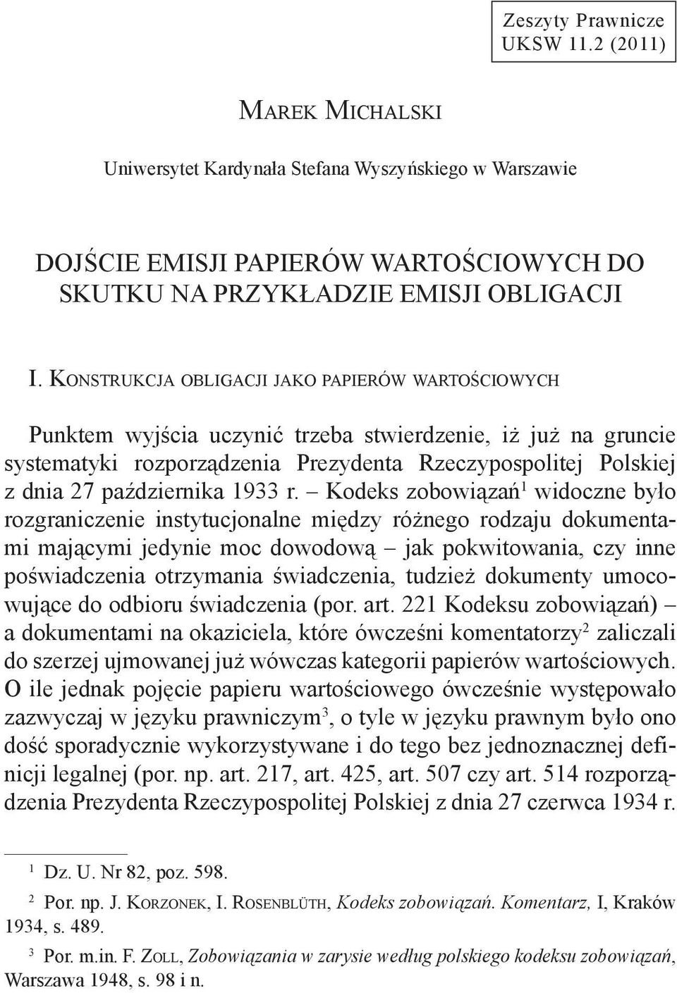 Rzeczypospolitej Polskiej z dnia 27 października 1933 r.