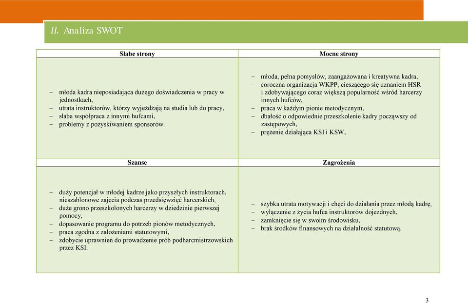 młoda, pełna pomysłów, zaangażowana i kreatywna kadra, coroczna organizacja WKPP, cieszącego się uznaniem HSR i zdobywającego coraz większą popularność wśród harcerzy innych hufców, praca w każdym