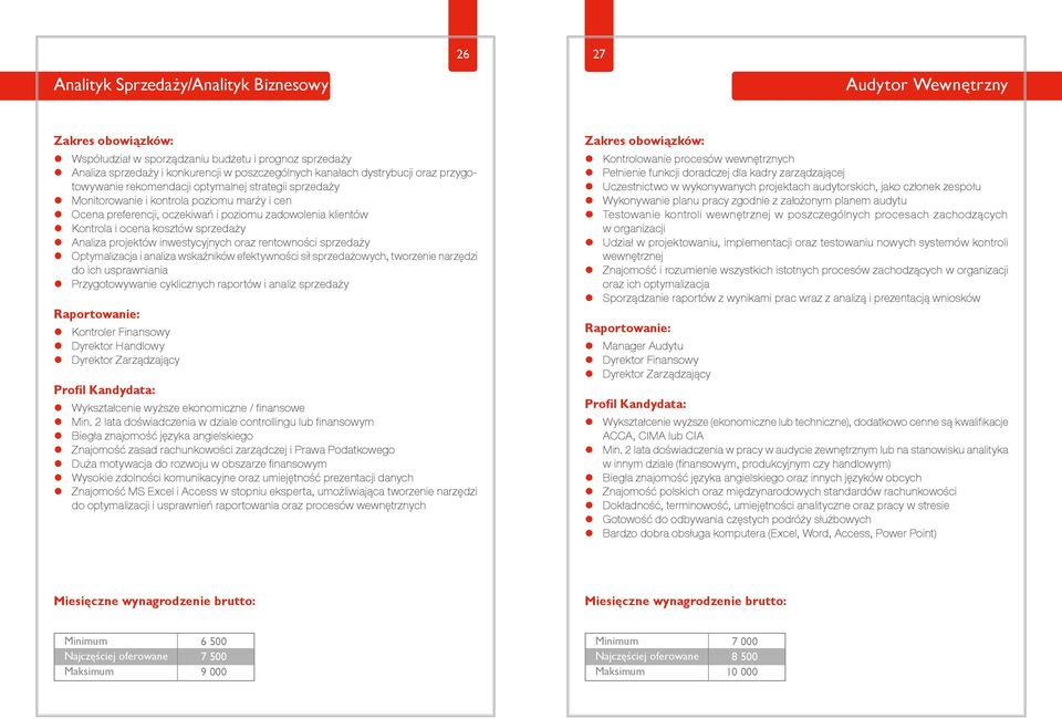 Analiza projektów inwestycyjnych oraz rentowności sprzedaży Optymalizacja i analiza wskaźników efektywności sił sprzedażowych, tworzenie narzędzi do ich usprawniania Przygotowywanie cyklicznych