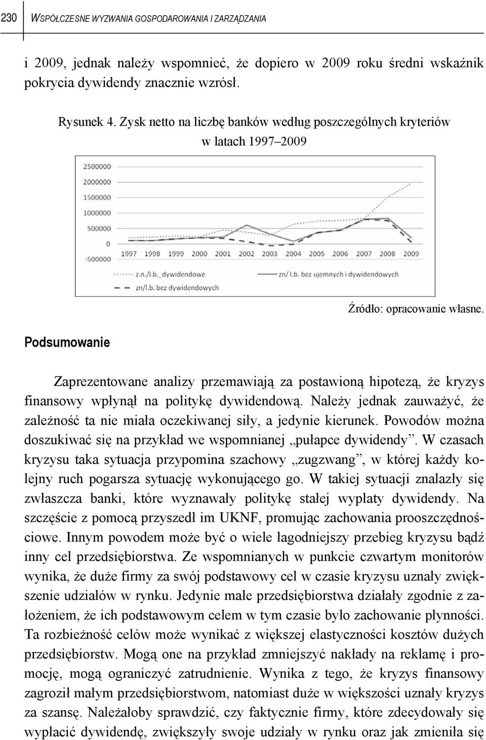 dywidendową. Należy jednak zauważyć, że zależność ta nie miała oczekiwanej siły, a jedynie kierunek. Powodów można doszukiwać się na przykład we wspomnianej pułapce dywidendy.