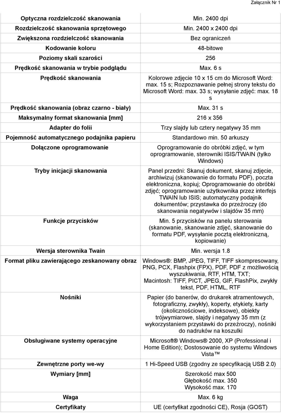 6 s Kolorowe zdjęcie 10 x 15 cm do Microsoft Word: max. 15 s; Rozpoznawanie pełnej strony tekstu do Microsoft Word: max. 33 s; wysyłanie zdjęć: max. 18 s Max.