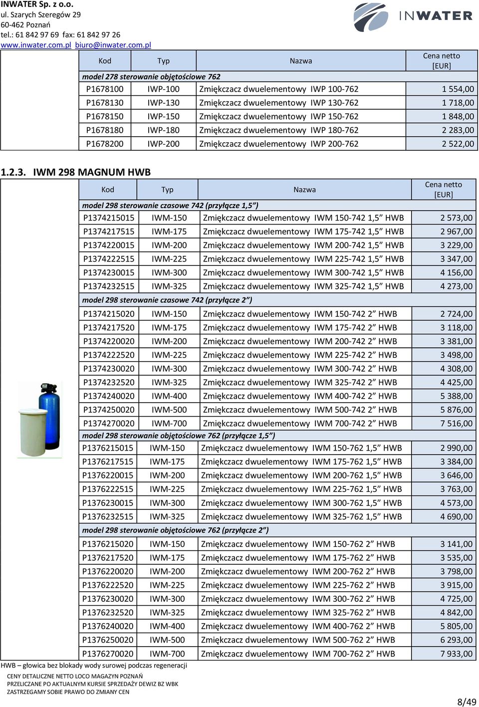 00 P1678200 IWP-200 Zmiękczacz dwuelementowy IWP 200-762 2 522,00 1.2.3.