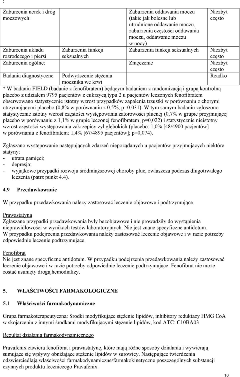 badaniu FIELD (badanie z fenofibratem) będącym badaniem z randomizacją i grupą kontrolną placebo z udziałem 9795 pacjentów z cukrzycą typu 2 u pacjentów leczonych fenofibratem obserwowano