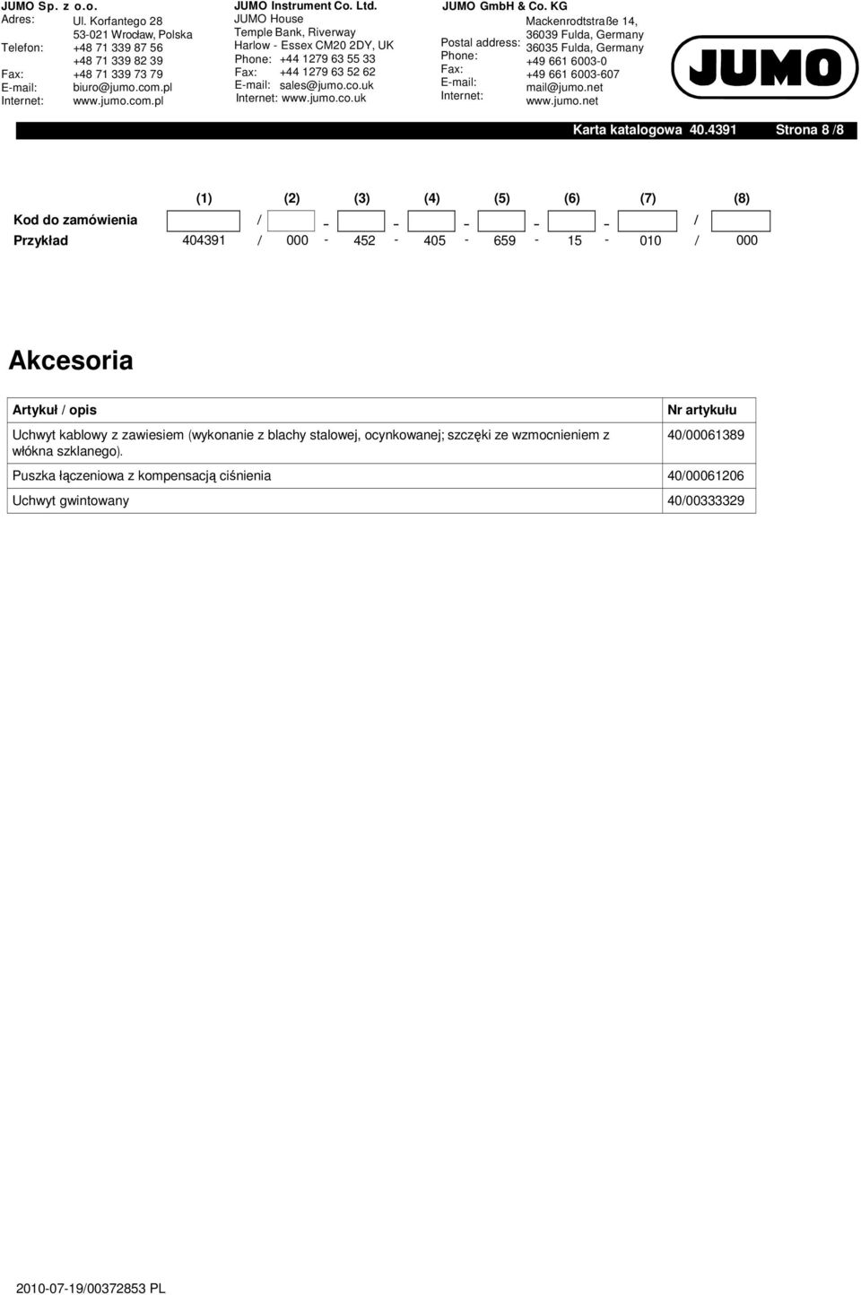 - 15-010 / 000 Akcesoria Artykuł / opis Uchwyt kablowy z zawiesiem (wykonanie z blachy stalowej, ocynkowanej;