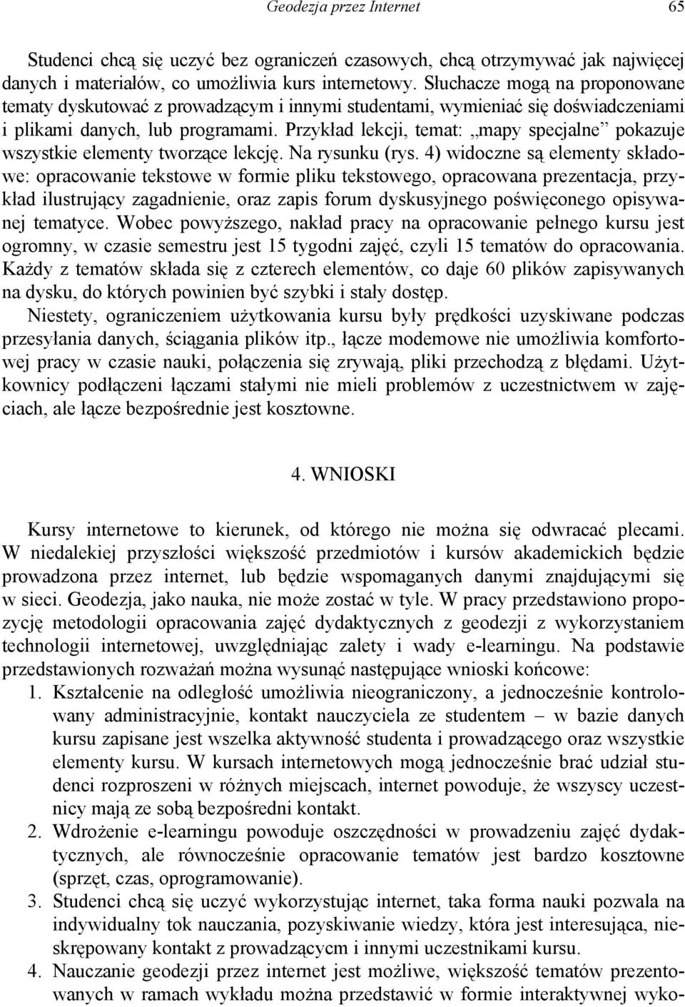 Przykład lekcji, temat: mapy specjalne pokazuje wszystkie elementy tworzące lekcję. Na rysunku (rys.