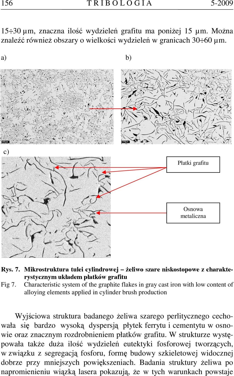 Characteristic system of the graphite flakes in gray cast iron with low content of alloying elements applied in cylinder brush production Wyjściowa struktura badanego żeliwa szarego perlitycznego