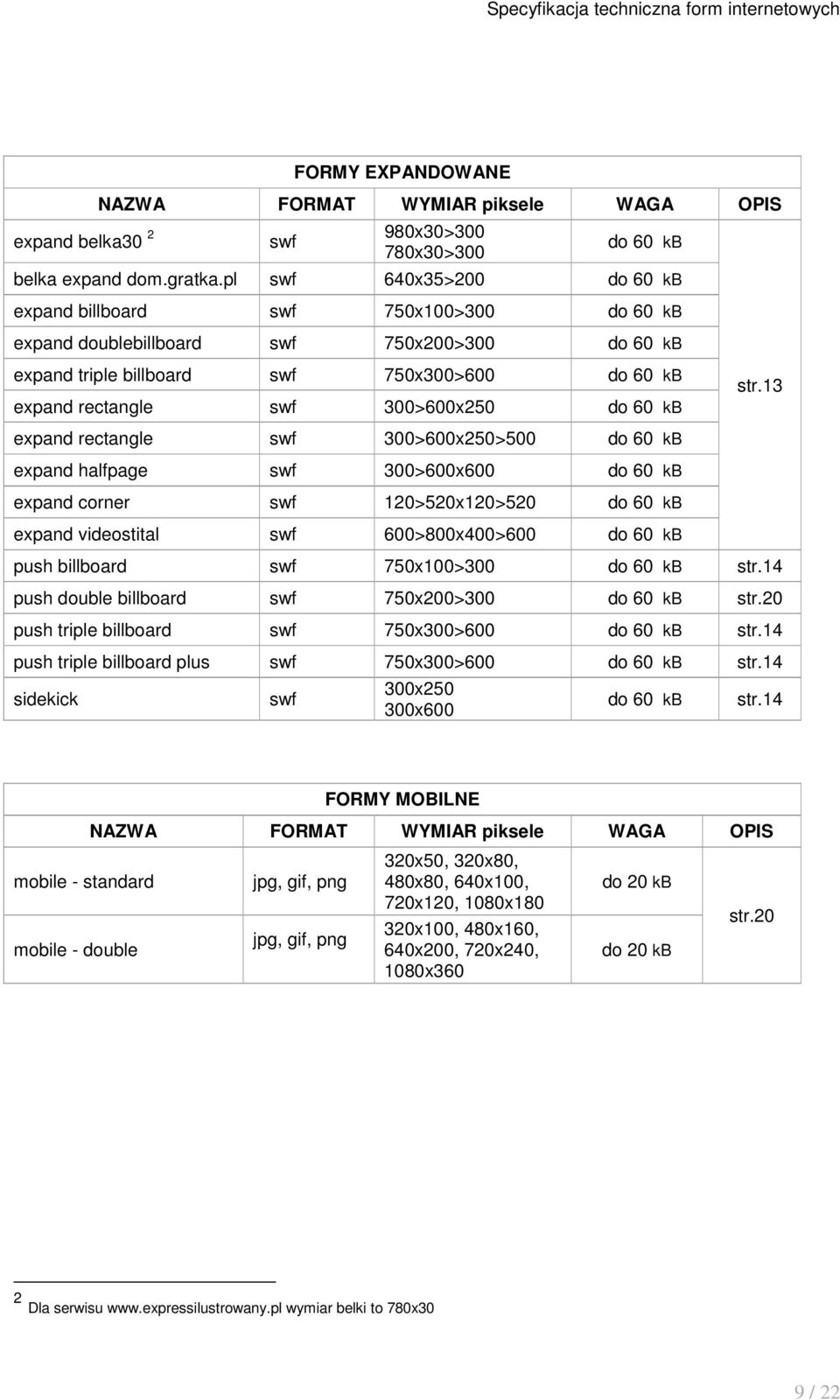 13 expand rectangle swf 300>600x250>500 expand halfpage swf 300>600x600 expand corner swf 120>520x120>520 expand videostital swf 600>800x400>600 push billboard swf 750x100>300 str.