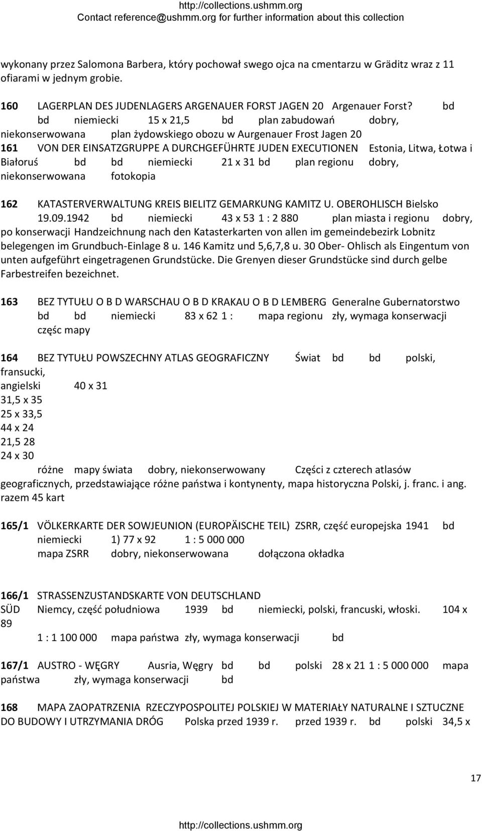 i Białoruś bd bd niemiecki 21 x 31 bd plan regionu dobry, niekonserwowana fotokopia 162 KATASTERVERWALTUNG KREIS BIELITZ GEMARKUNG KAMITZ U. OBEROHLISCH Bielsko 19.09.