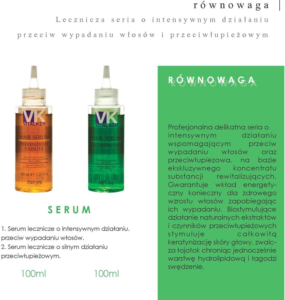 100ml 100ml Profesjonalna delikatna seria o intensywnym działaniu wspomagającym przeciw wypadaniu włosów oraz przeciwłupiezowa, na bazie ekskluzywnego koncentratu substancji