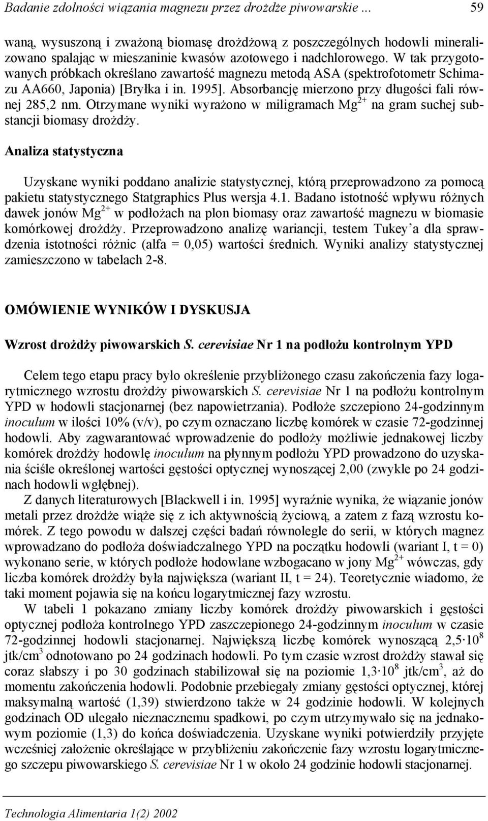 W tak przygotowanych próbkach określano zawartość magnezu metodą ASA (spektrofotometr Schimazu AA660, Japonia) [Bryłka i in. 1995]. Absorbancję mierzono przy długości fali równej 285,2 nm.