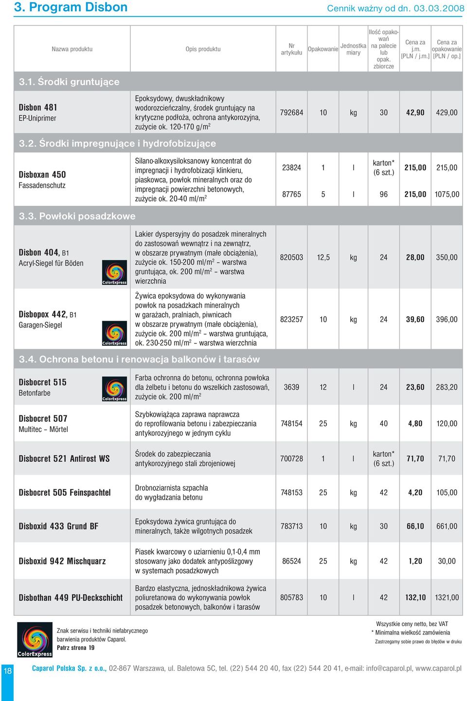 120-170 g/m 2 3.2. Środki impregnujące i hydrofobizujące Disboxan 450 Fassadenschutz Silano-alkoxysiloksanowy koncentrat do impregnacji i hydrofobizacji klinkieru, piaskowca, powłok mineralnych oraz