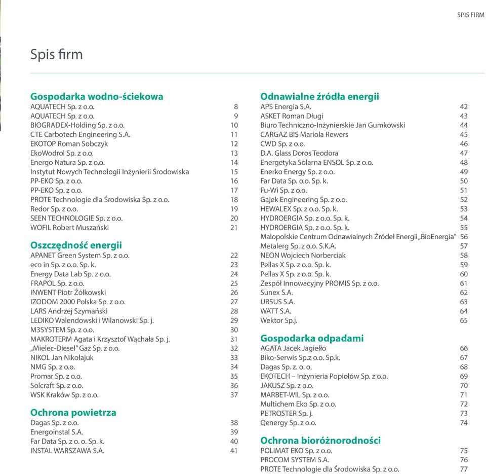 z o.o. 22 eco in Sp. z o.o. Sp. k. 23 Energy Data Lab Sp. z o.o. 24 FRAPOL Sp. z o.o. 25 INWENT Piotr Żółkowski 26 IZODOM 2000 Polska Sp. z o.o. 27 LARS Andrzej Szymański 28 LEDIKO Walendowski i Wilanowski Sp.