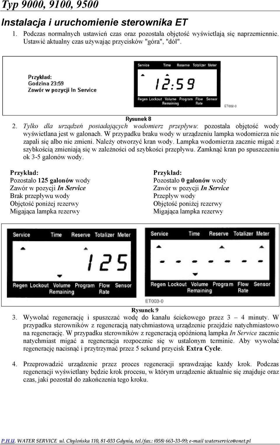 Należy otworzyć kran wody. Lampka wodomierza zacznie migać z szybkością zmieniają się w zależności od szybkości przepływu. Zamknąć kran po spuszczeniu ok 3-5 galonów wody.