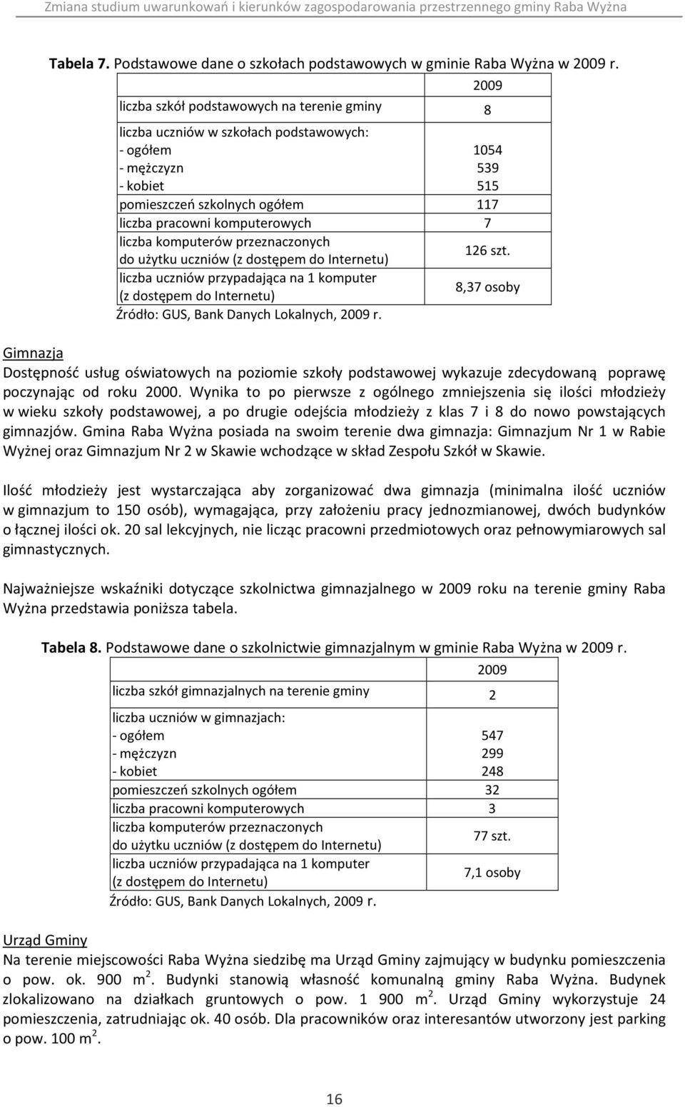 liczba komputerów przeznaczonych do użytku uczniów (z dostępem do Internetu) 126 szt.