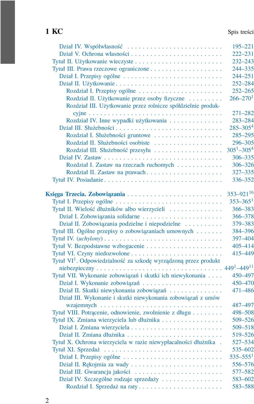 Użytkowanie przez osoby fizyczne......... 266 270 1 Rozdział III. Użytkowanie przez rolnicze spółdzielnie produkcyjne................................... 271 282 Rozdział IV. Inne wypadki użytkowania.