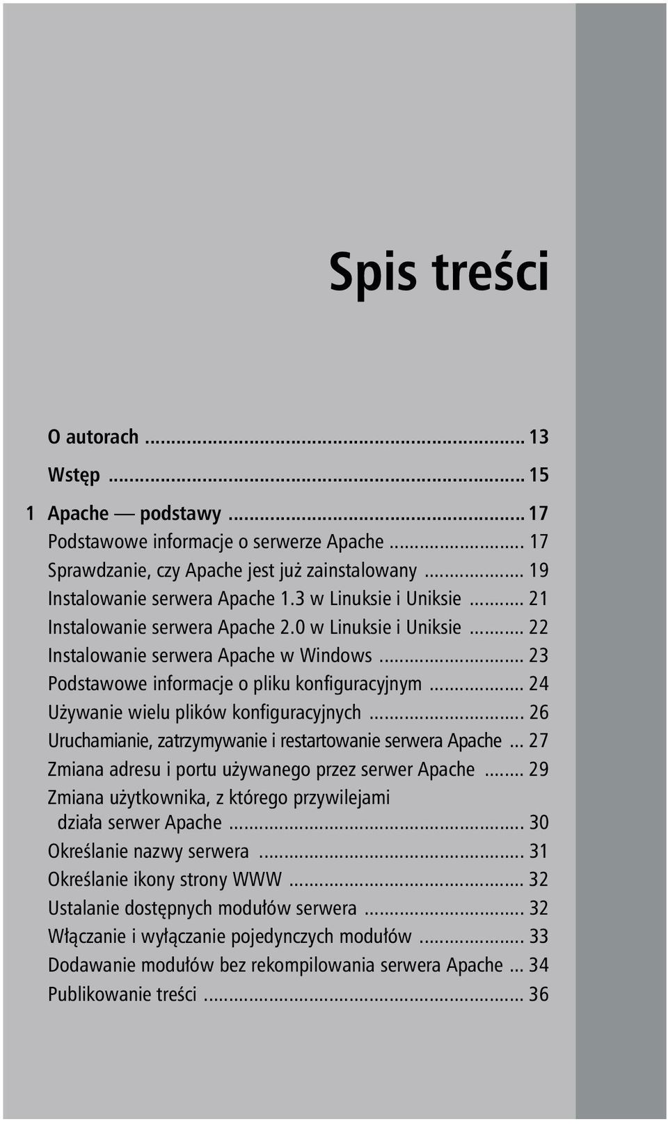 .. 24 Używanie wielu plików konfiguracyjnych... 26 Uruchamianie, zatrzymywanie i restartowanie serwera Apache... 27 Zmiana adresu i portu używanego przez serwer Apache.