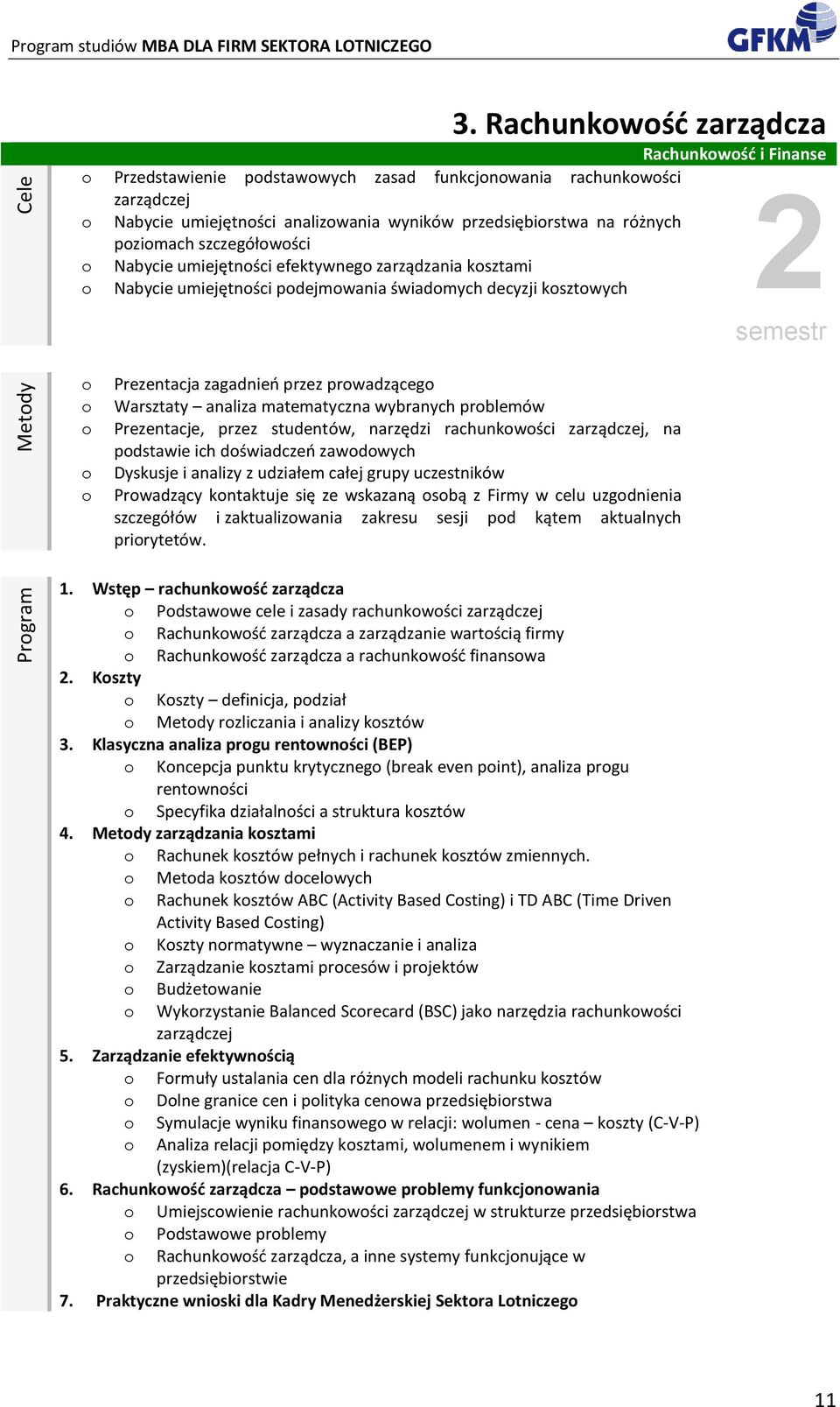 Nabycie umiejętnści efektywneg zarządzania ksztami Nabycie umiejętnści pdejmwania świadmych decyzji ksztwych Prezentacja zagadnień przez prwadząceg Warsztaty analiza matematyczna wybranych prblemów