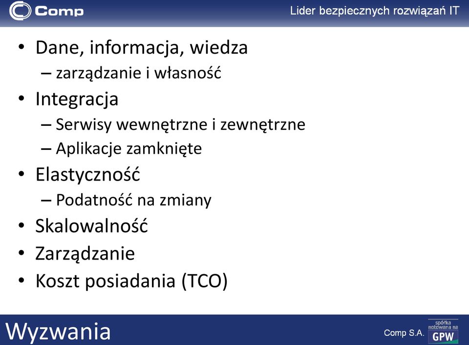 Aplikacje zamknięte Elastyczność Podatność na