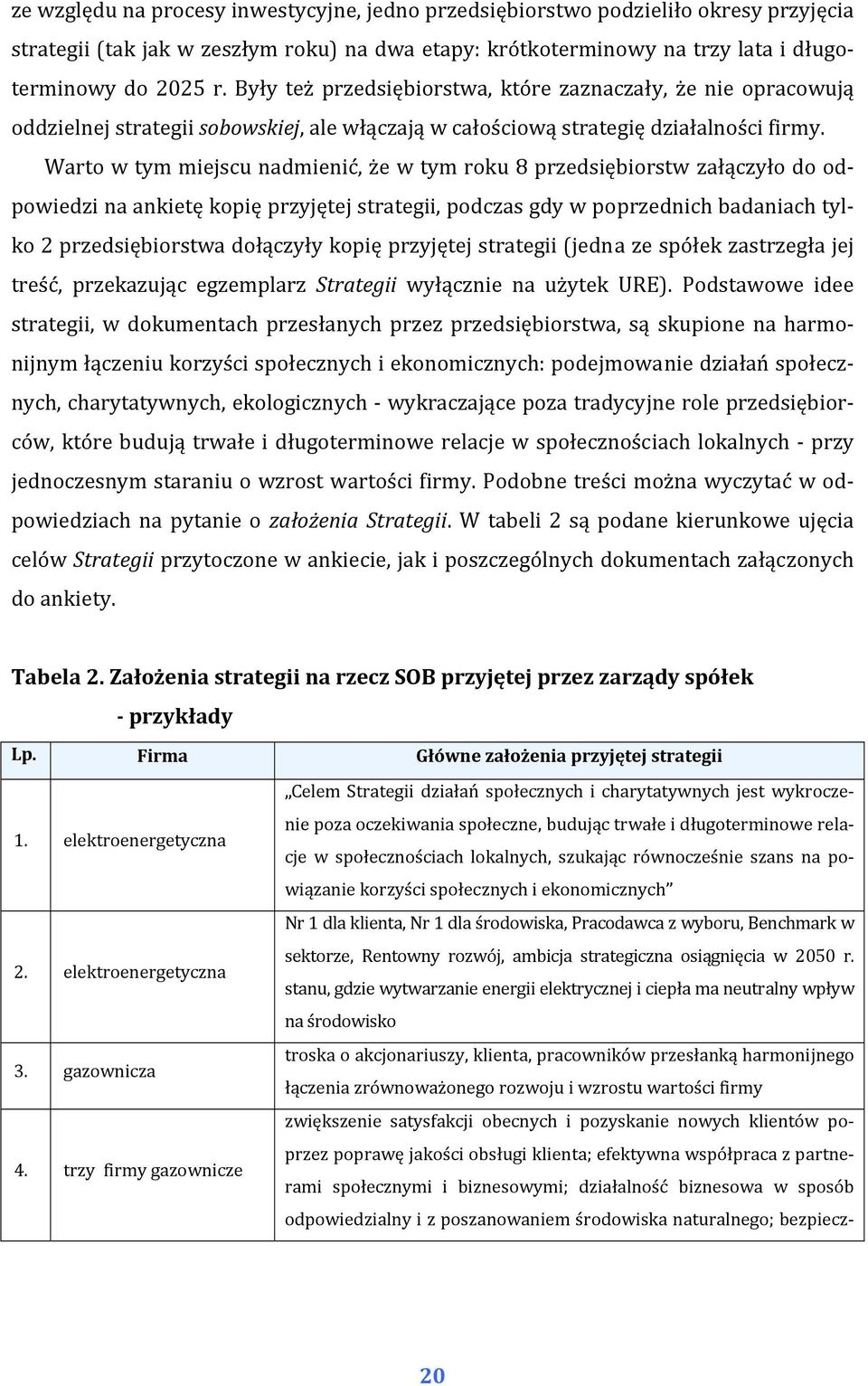 Warto w tym miejscu nadmienić, że w tym roku 8 przedsiębiorstw załączyło do odpowiedzi na ankietę kopię przyjętej strategii, podczas gdy w poprzednich badaniach tylko 2 przedsiębiorstwa dołączyły