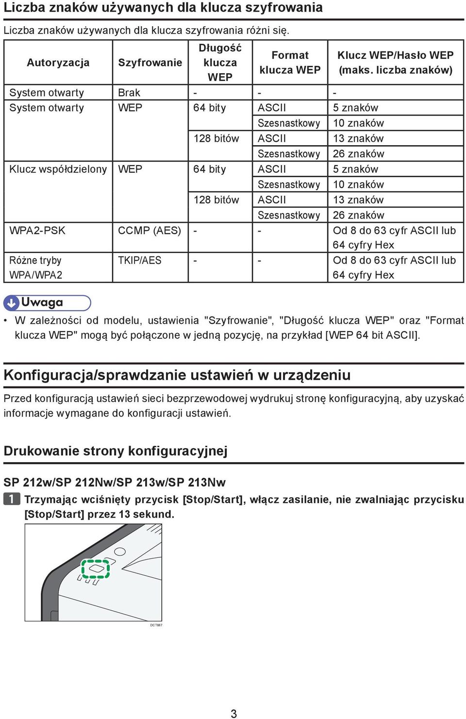 znaków Szesnastkowy 10 znaków 128 bitów ASCII 13 znaków Szesnastkowy 26 znaków WPA2-PSK CCMP (AES) - - Od 8 do 63 cyfr ASCII lub 64 cyfry Hex Różne tryby WPA/WPA2 TKIP/AES - - Od 8 do 63 cyfr ASCII