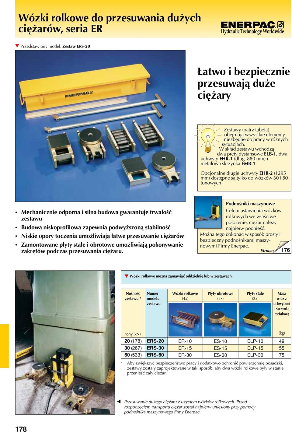 Opcjonalne długie uchwyty EHR-2 (1295 mm) dostępne są tylko do wózków 60 i tonowych.