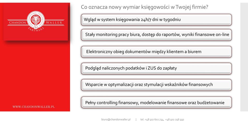 wyniki finansowe on-line Elektroniczny obieg dokumentów między klientem a biurem Podgląd naliczonych