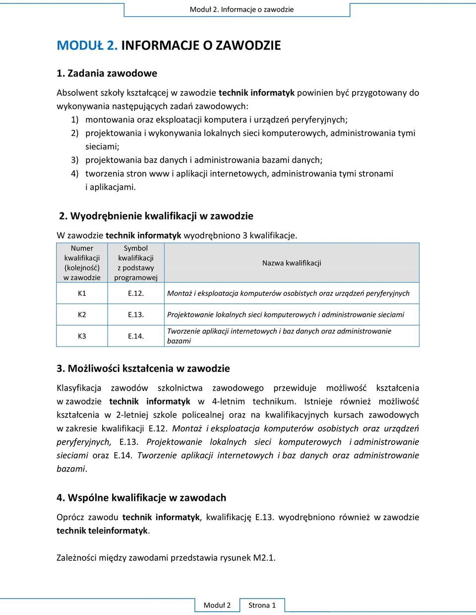 projektowania baz danych i administrowania bazami danych; 4) tworzenia stron www i aplikacji internetowych, administrowania tymi stronami i aplikacjami. 2.