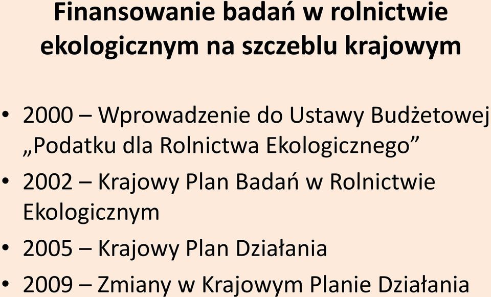 Rolnictwa Ekologicznego 2002 Krajowy Plan Badao w Rolnictwie