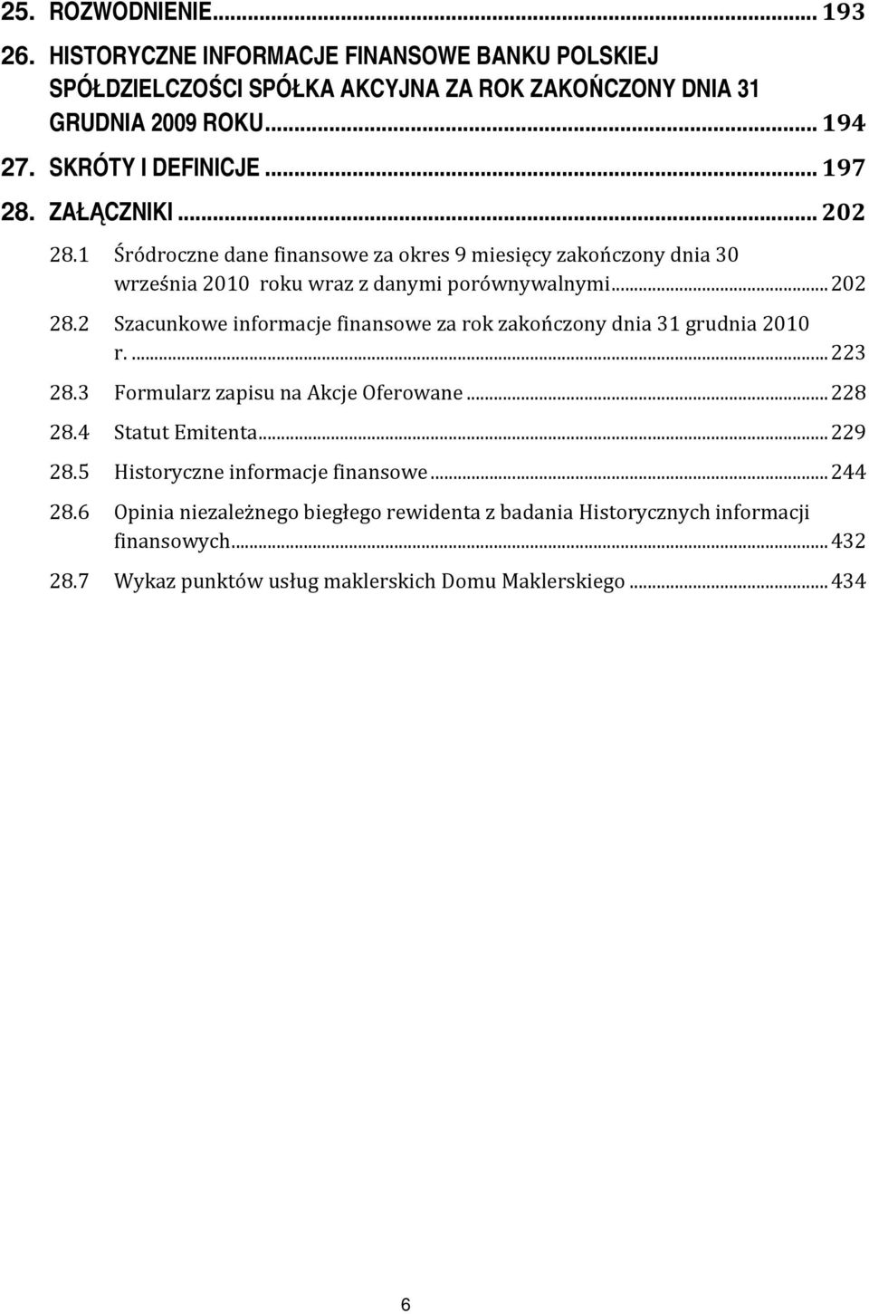 ..223 28.3 Formularz zapisu na Akcje Oferowane...228 28.4 Statut Emitenta...229 28.5 Historyczne informacje finansowe...244 28.