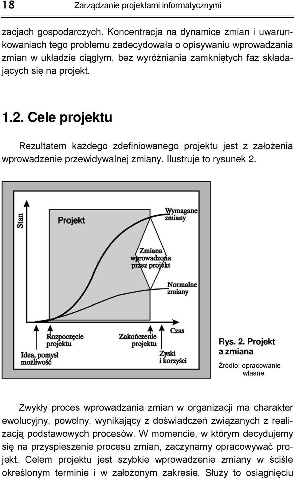 Cele projektu Rezultatem każdego zdefiniowanego projektu jest z założenia wprowadzenie przewidywalnej zmiany. Ilustruje to rysunek 2.