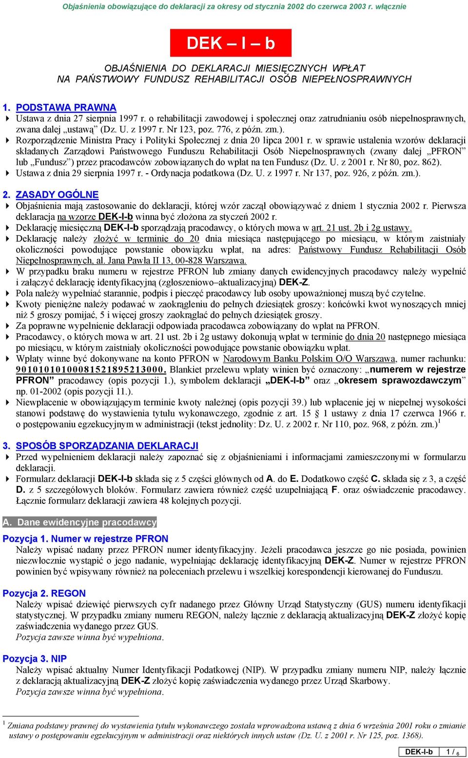 Rozporządzenie Ministra Pracy i Polityki Społecznej z dnia 20 lipca 2001 r.