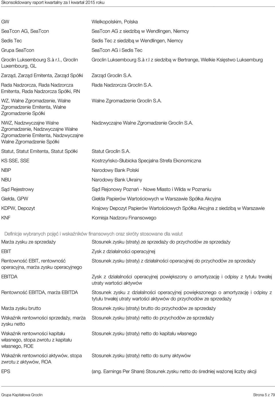 , Groclin Luxembourg, GL Zarząd, Zarząd Emitenta, Zarząd Spółki Rada Nadzorcza, Rada Nadzorcza Emitenta, Rada Nadzorcza Spółki, RN WZ, Walne Zgromadzenie, Walne Zgromadzenie Emitenta, Walne