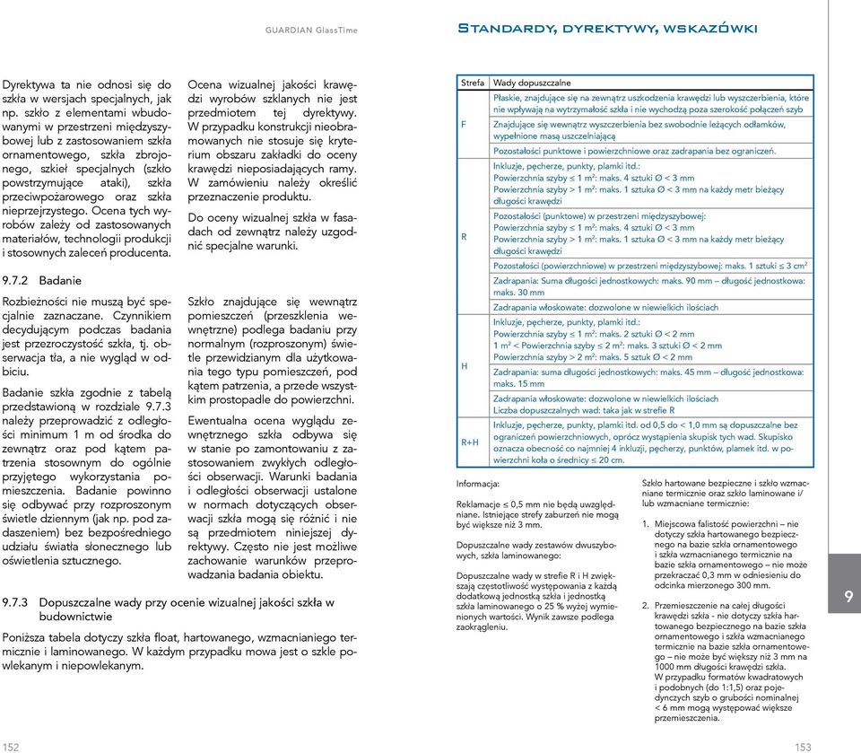 szkła nieprzejrzystego. Ocena tych wyrobów zależy od zastosowanych materiałów, technologii produkcji i stosownych zaleceń producenta..7.2 Badanie Rozbieżności nie muszą być specjalnie zaznaczane.