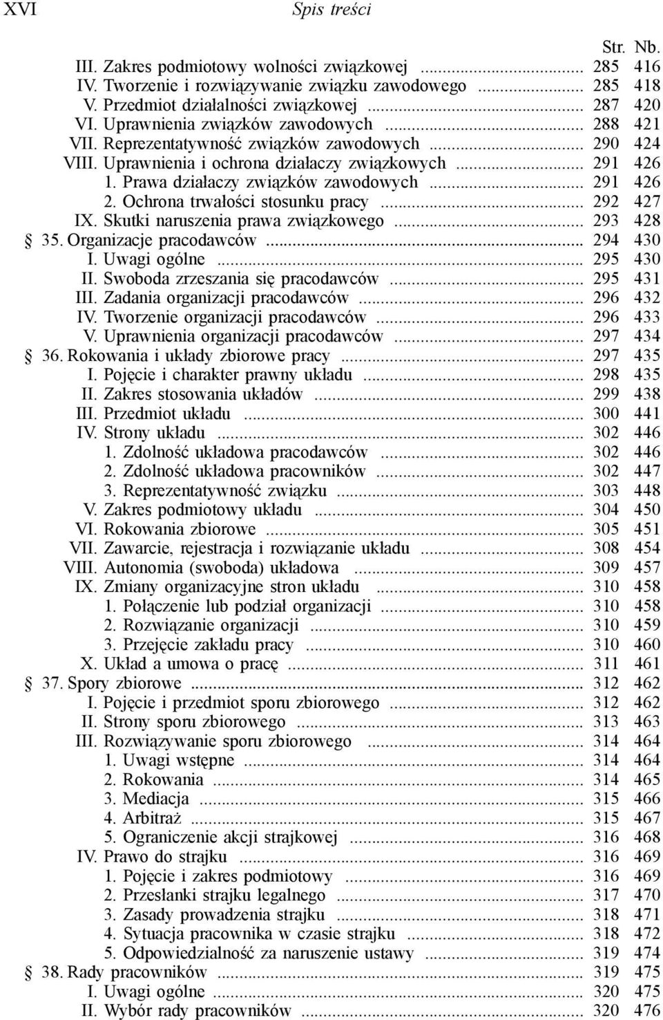 .. 291 426 2. Ochrona trwałości stosunku pracy... 292 427 IX. Skutki naruszenia prawa związkowego... 293 428 35. Organizacje pracodawców... 294 430 I. Uwagi ogólne... 295 430 II.